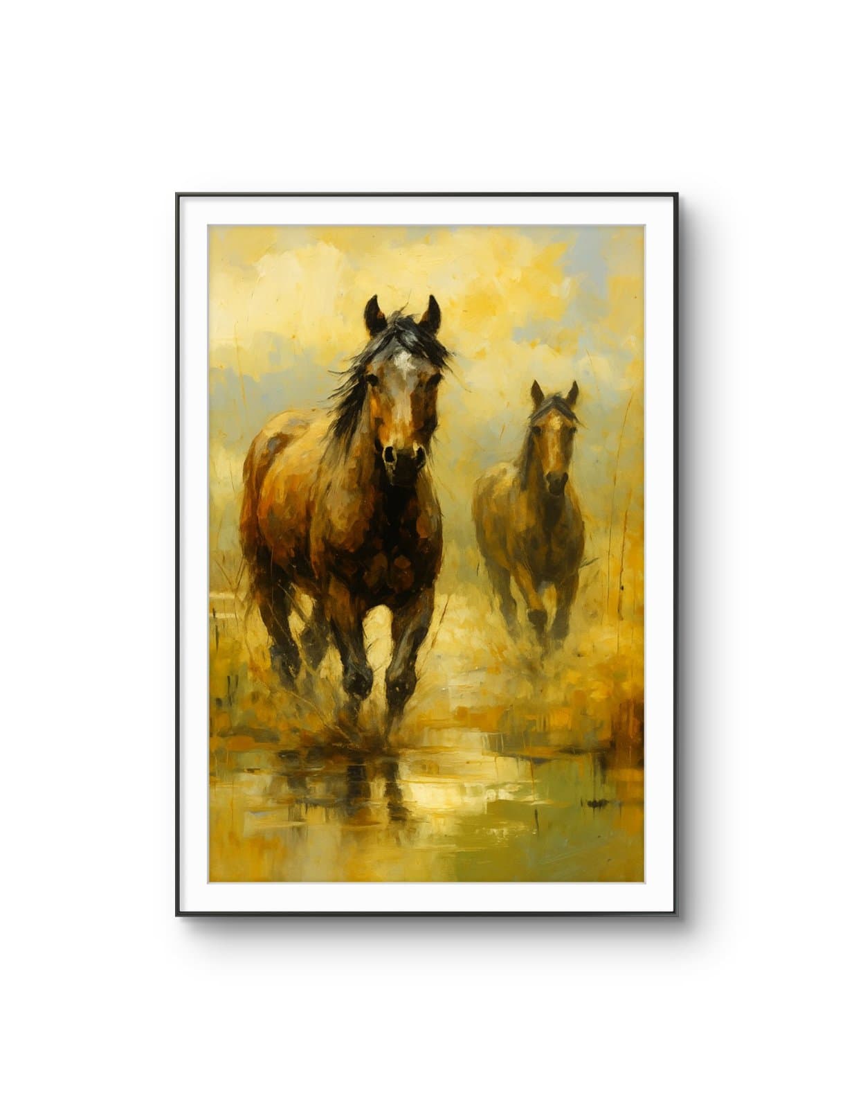 Henri des Bois - Wild Horses in the Mist — Mixed Media fine art print by Henri des Bois