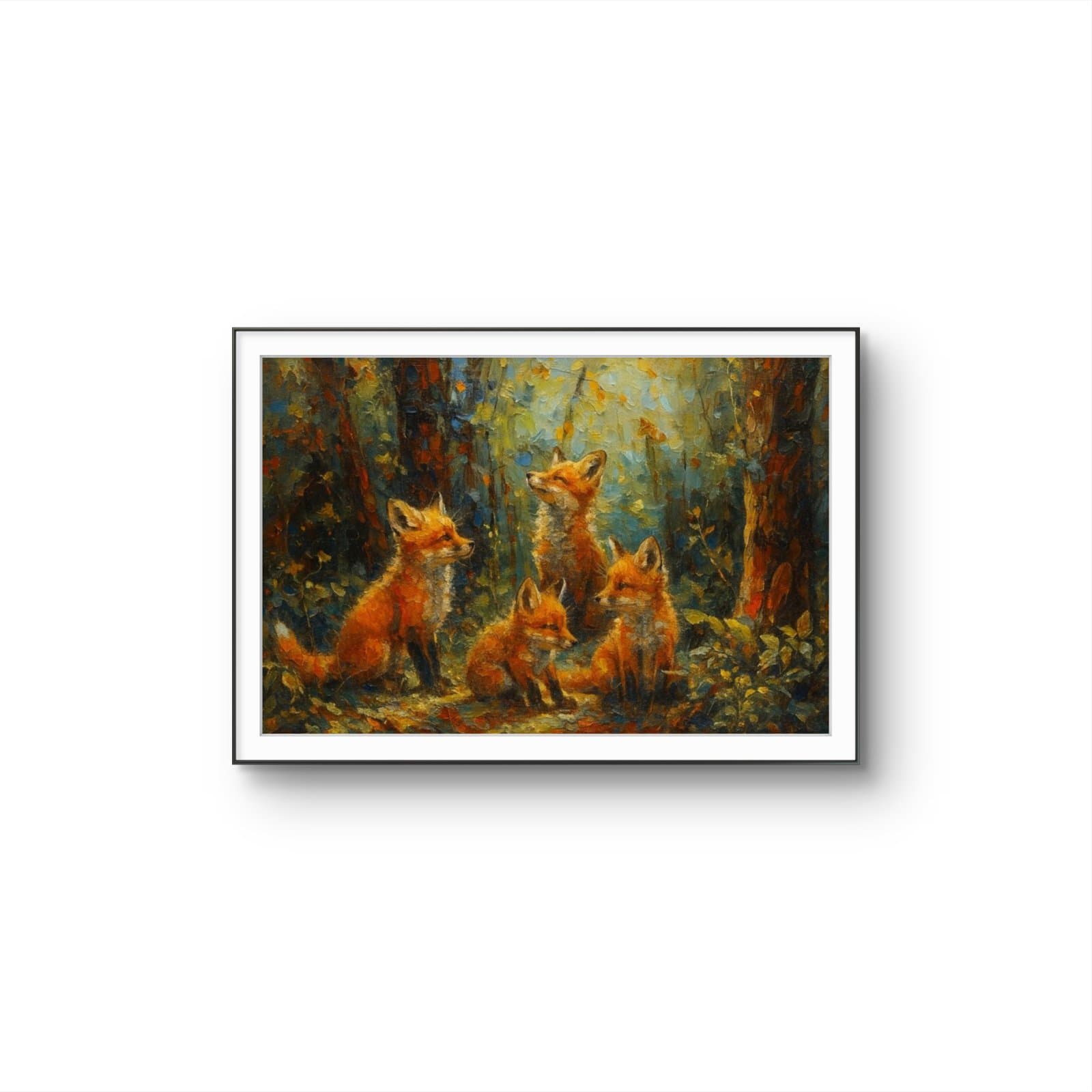 Henri des Bois - The Fox Family — Mixed Media fine art print by Henri des Bois