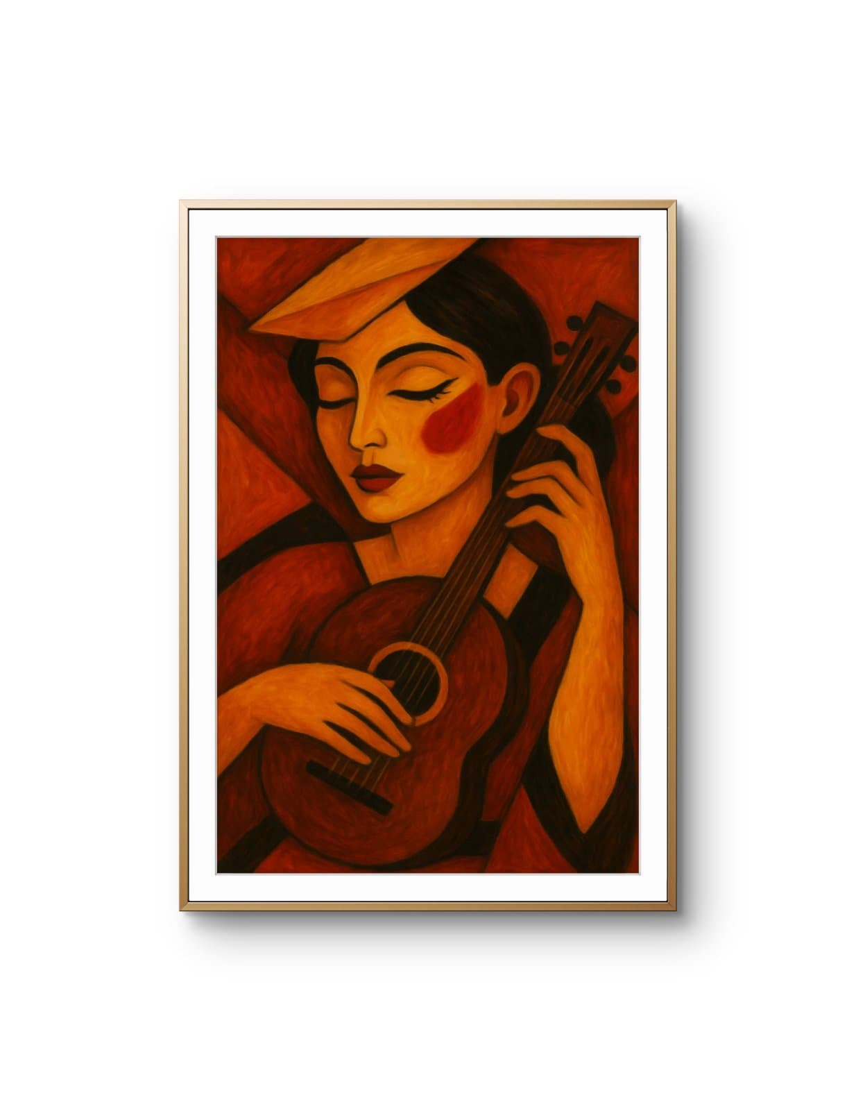 Elena Aureli - The Guitarist in Warm Tones — Mixed Media fine art print by Elena Aureli