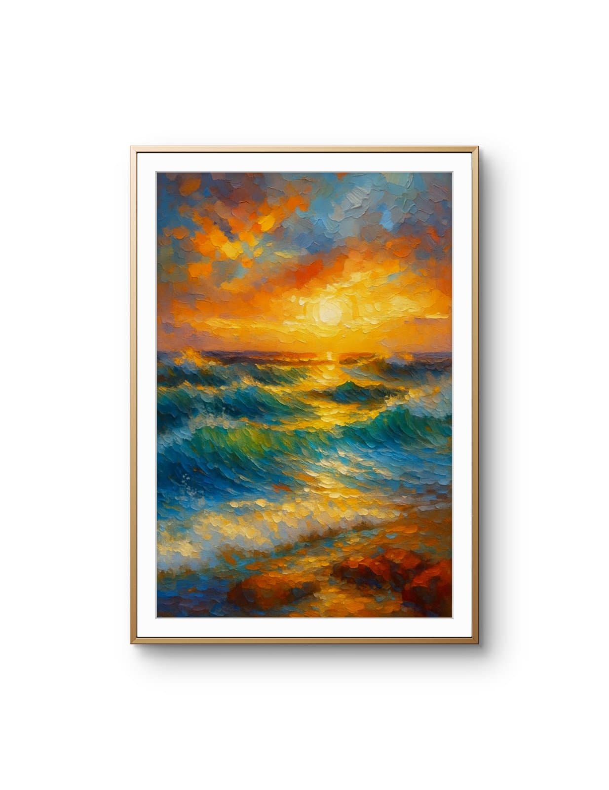 Elena Aureli - Sunset Over the Ocean — Mixed Media fine art print by Elena Aureli