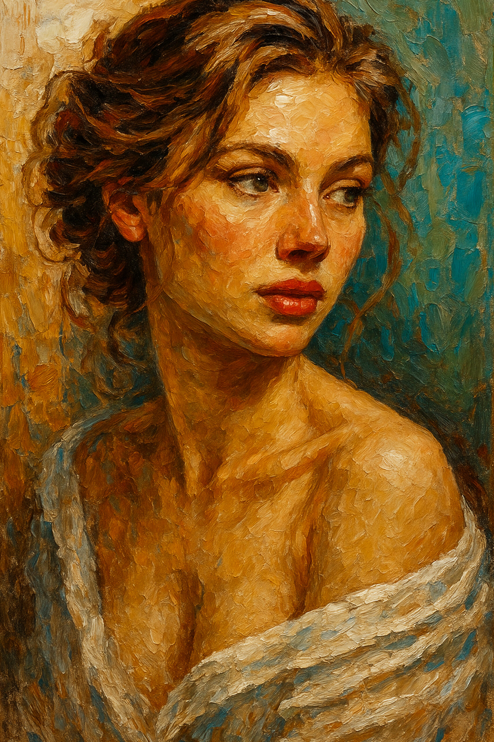 Elena Aureli — Grace in Profile, a mixed-media print in a weekly art auction