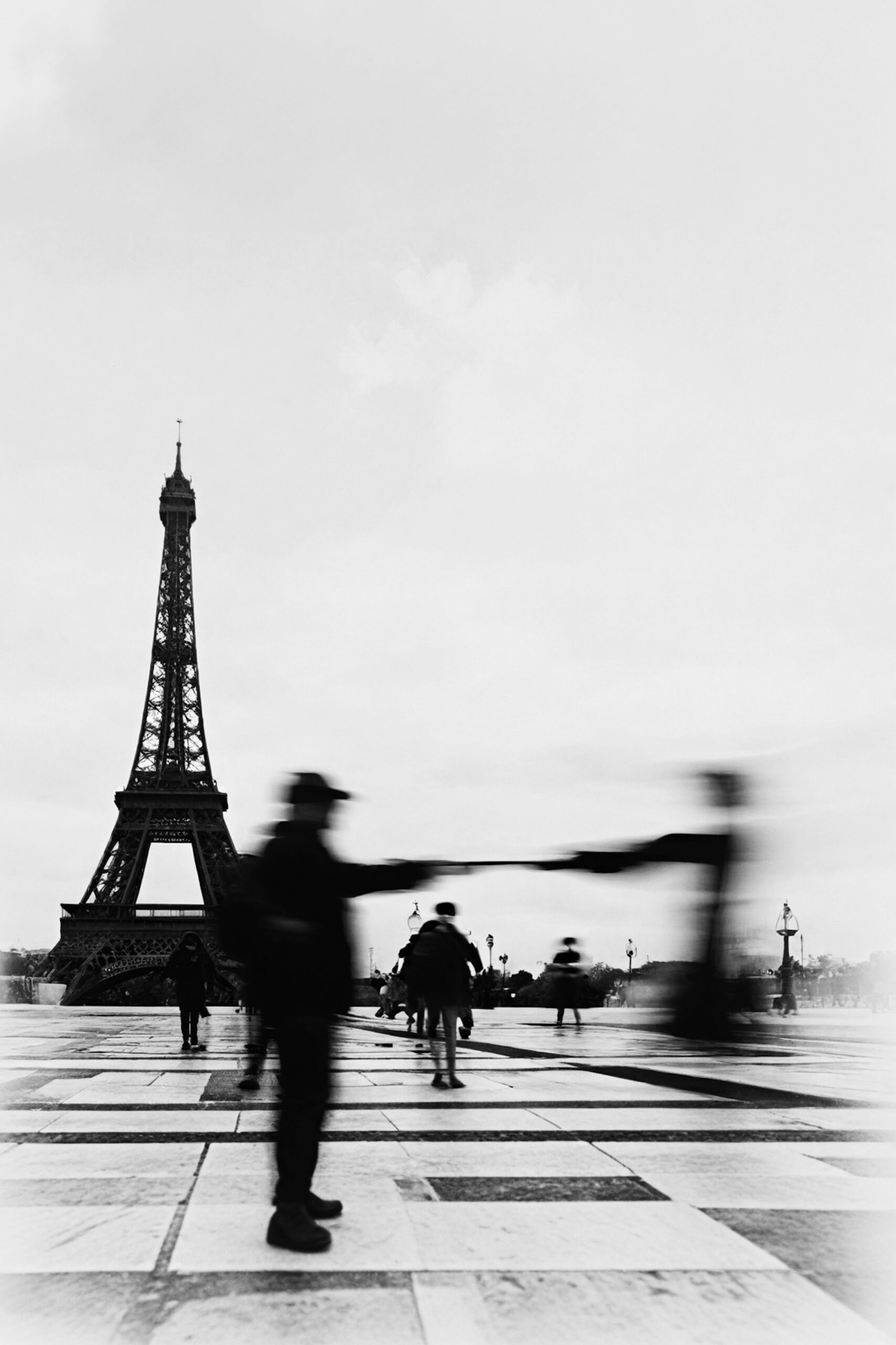 Moroz — Ephemeral Paris, a black-and-white photograph of the Eiffel Tower in fog, a €65 signed print suited to a Christmas gift